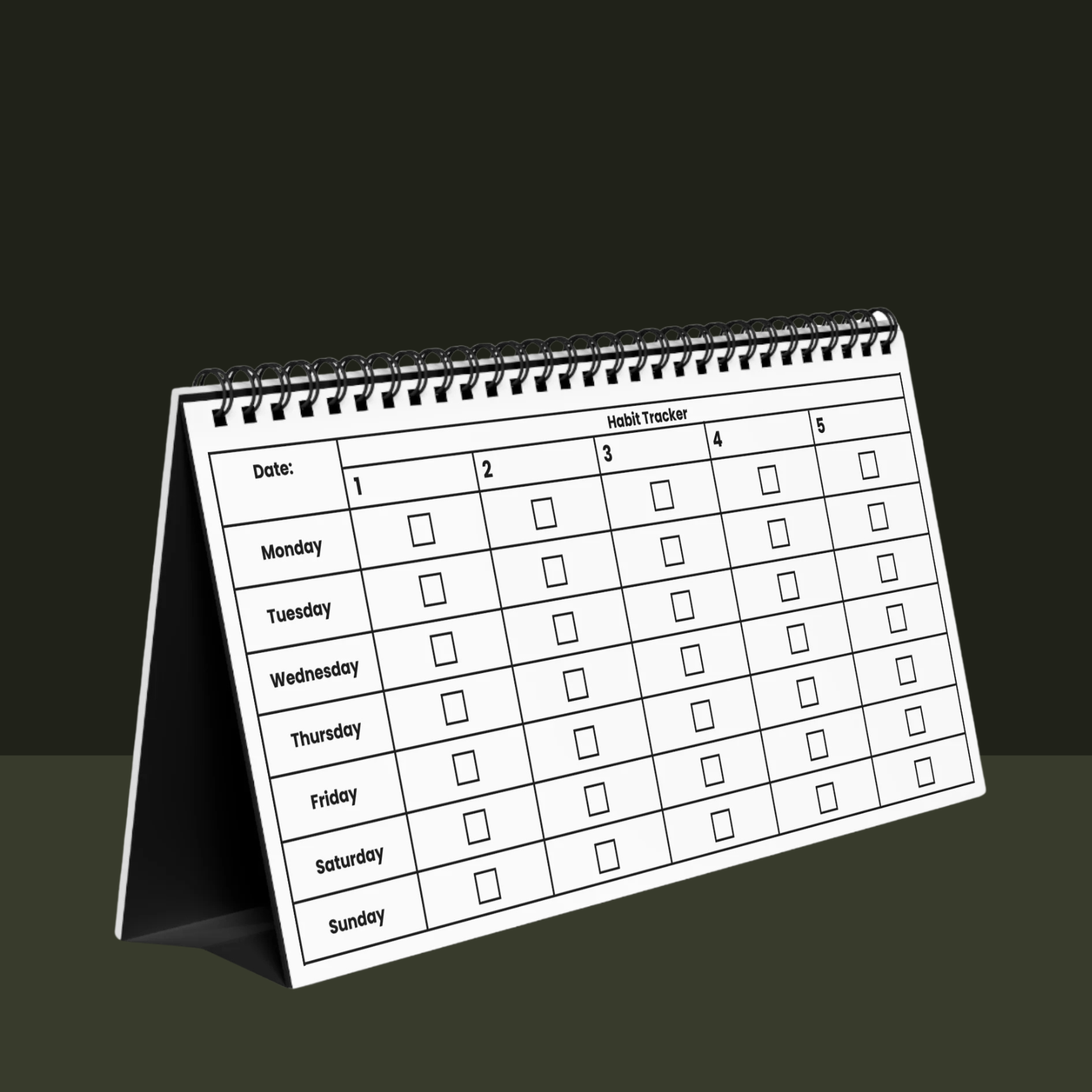 Minimalist Habit Tracker-3 Month-5 Habit Spaces
