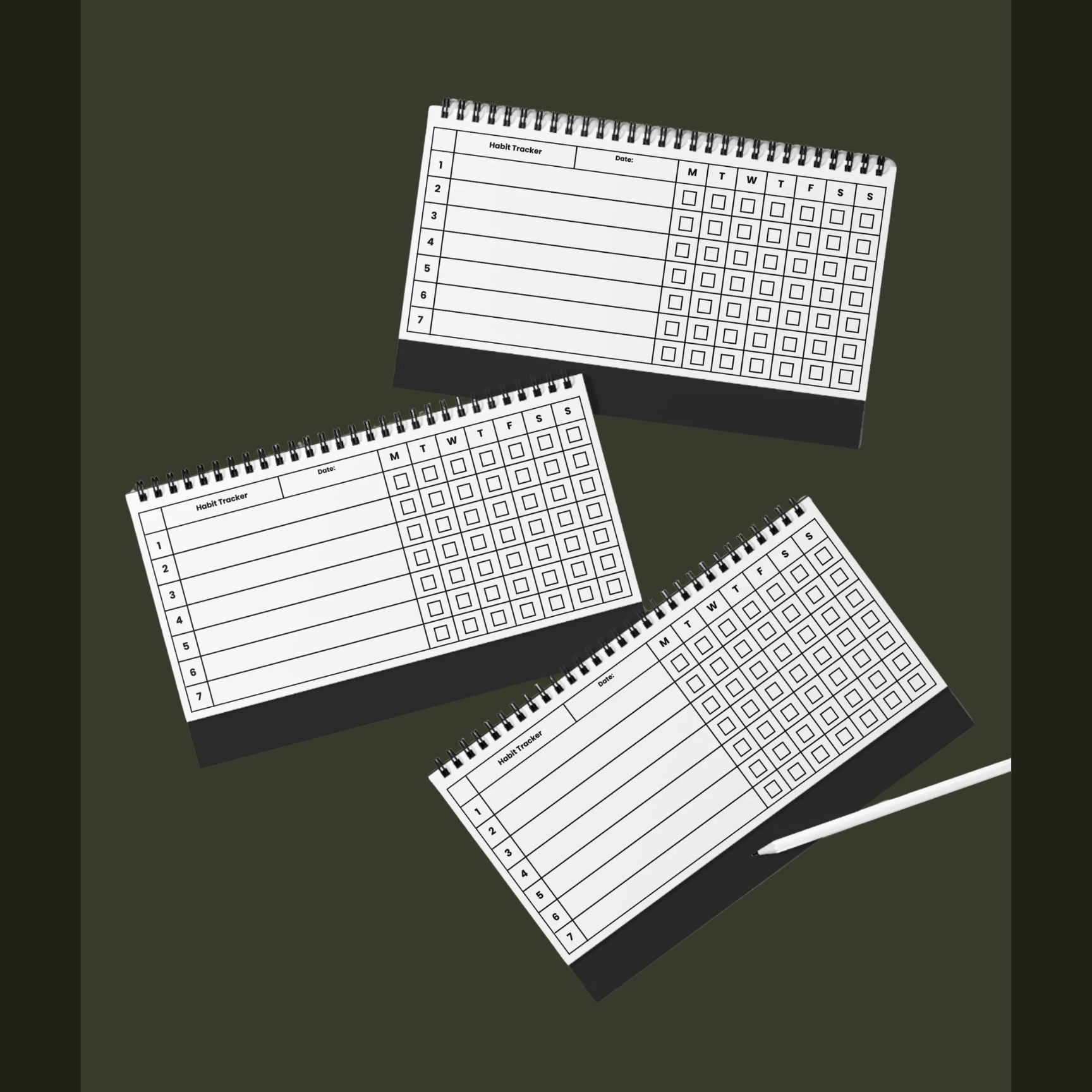 Minimalist Habit Tracker-3 Month-7 Habit Spaces